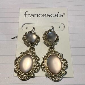 Francesca’s NWT silver tone drop earrings with light pink to white frosted glass
